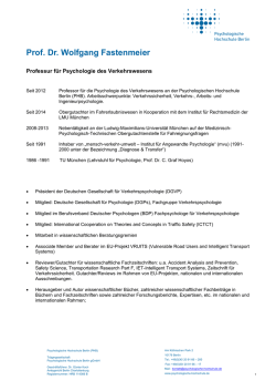 Informationen zur Person - Psychologische Hochschule Berlin