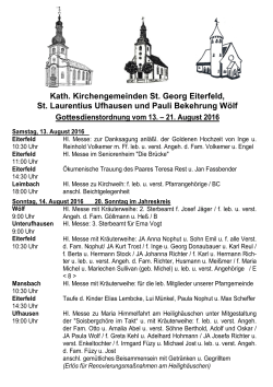 Gottesdienstordnung - Sankt Georg, Eiterfeld