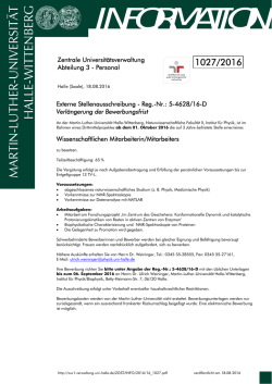 information - Zentrale Universit&auml;tsverwaltung - Martin