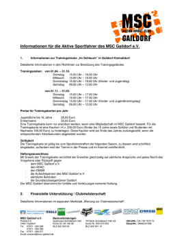 Informationen f&uuml;r die Aktive Sportfahrer des MSC Gaildorf e.V.