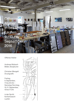 Offenes Atelier in der Spritti Laufen 9./10. /11. September 2016