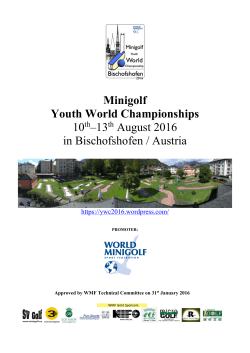Minigolf Youth World Championships 10th–13th August 2016 in