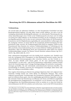 Dr. Matthias Miersch Bewertung des CETA