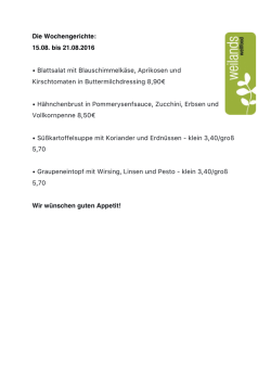 Die Wochengerichte - weilands wellfood