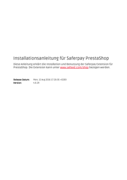 Installationsanleitung f&uuml;r Saferpay PrestaShop