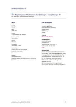 dipl. Pflegefachperson HF oder eine/n Sozialp&auml;dagogin