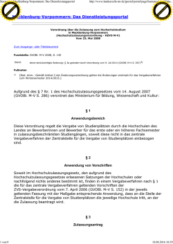 Hochschulzulassungsverordnung - HZVO M-V