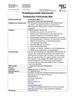 Praktikumsstelle Sekretariat Technische Fachschule Biel