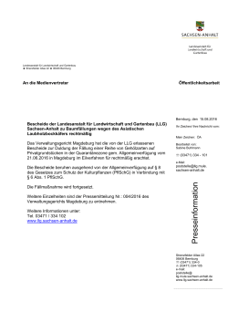 Bescheide der LLG Sachsen-Anhalt zu Baumfällung wegen des