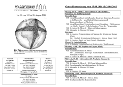 Gottesdienstordnung vom 15.8.2016 bis 28.8.2016