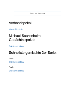 Verbandspokal: Michael-Sackenheim- Gedächtnispokal: Schnellste