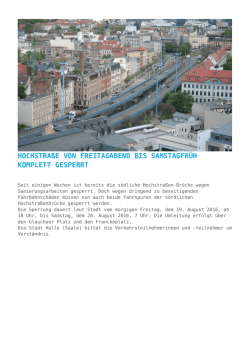 Hochstra&szlig;e von Freitagabend bis Samstagfr&uuml;h