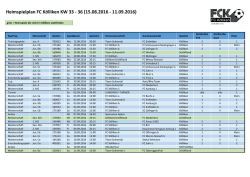 Heimspielplan KW 33-36 2016