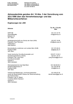 Vernehmlassungsadressaten - Ergänzungen der JGK