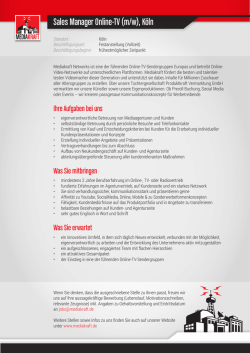 Sales Manager Online-TV (m/w), Köln