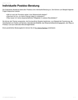 Individuelle Postdoc-Beratung - Graduierten