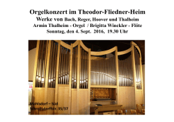 Orgelkonzert im Theodor-Fliedner-Heim
