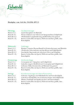 Menüplan kommende Woche