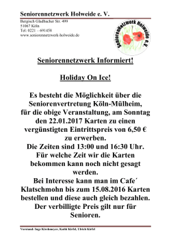 Holiday on Ice 2017 - SeniorenNetzwerk Holweide e.V.