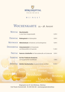 Wochenkarte 15. – 21. August - Stiftung Bürgerspital zum Hl. Geist