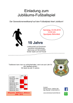 Einladung zum Fußballspiel - Schützenverein Eichenlaub Böhmfeld