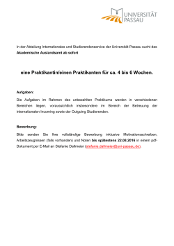 Die Universit&auml;tsbibliothek der Universit&auml;t Passau sucht zum 1