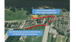 Aus Richtung Lüneburg kommend, In Fahrtrichtung Lauenburg „Am