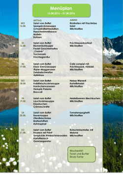Menüplan Alterswohnheim