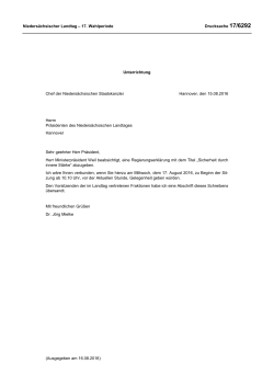 Niedersächsischer Landtag – 17. Wahlperiode Drucksache 17/6292