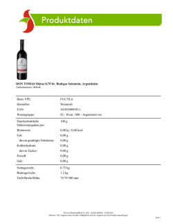 DON TOMAS Shiraz 0,75 ltr. Bodegas Salentein, Argentinien Basis