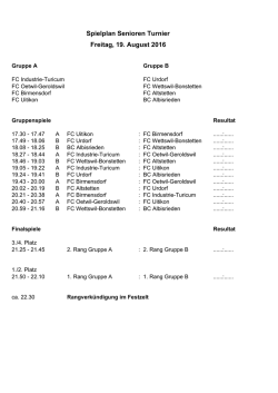 Spielplan SENIORENTURNIER