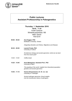 Public Lectures Assistant Professorship in Paleogenetics