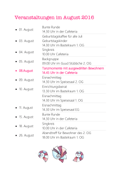 Veranstaltungen im August 2016