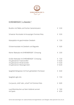 EHRENBERGER`S &bdquo;Klassiker &ldquo;