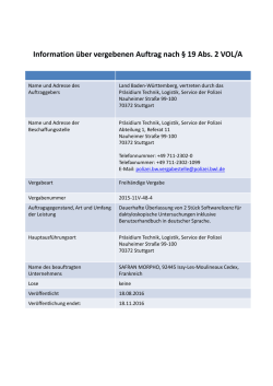 Information &uuml;ber vergebenen Auftrag nach &sect; 19 Abs. 2 VOL/A