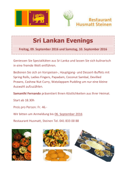 Sri Lankan Evenings - Restaurant Husmatt Steinen
