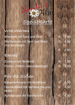 Speisekarte - Xandys Alm