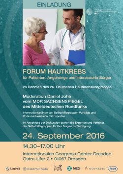 24. September 2016 - 26. Deutscher Hautkrebskongress