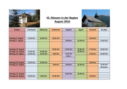 Hl. Messen in der Region August 2016