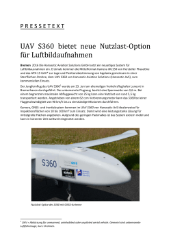 UAV S360 bietet neue Nutzlast-Option für Luftbildaufnahmen