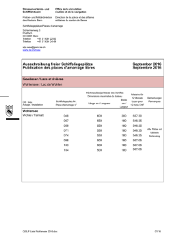 Ausschreibung freier Schiffsliegeplätze September 2016