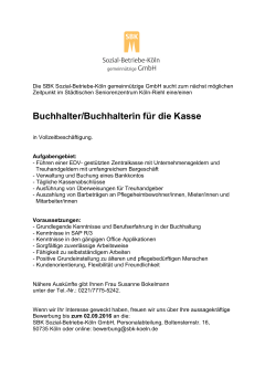 Buchhalter/in Kasse - Sozial-Betriebe-Köln