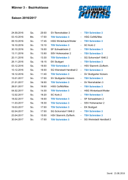 Männer 3 - Bezirksklasse Saison 2016/2017