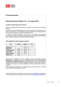 Presseinformation Säubrennerkirmes Wittlich 19. – 23. August 2016