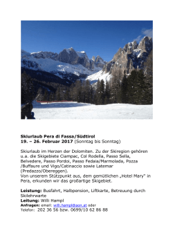 Skiurlaub Pera di Fassa/Südtirol 19. – 26. Februar 2017 (Sonntag