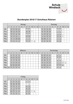 Stundeplan Gesamtübersicht Rütenen 16/17