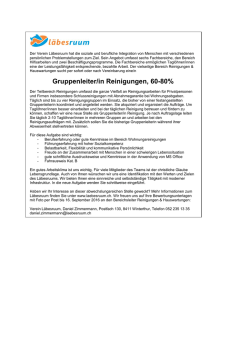 Gruppenleiter/in Reinigungen 60-80%.