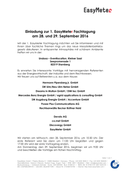 Einladung zur 1. EasyMeter Fachtagung am 28. und 29. September