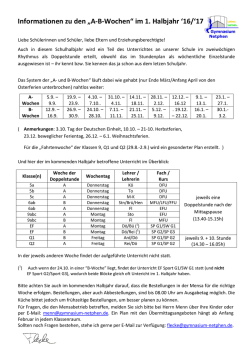 Informationen zu den &bdquo;A-B-Wochen&ldquo; im 1. Halbjahr `16/`17