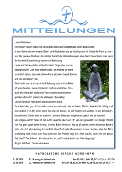 Pfarrbrief Kath. Kirchengemeinde St. Augustinus Nordhorn